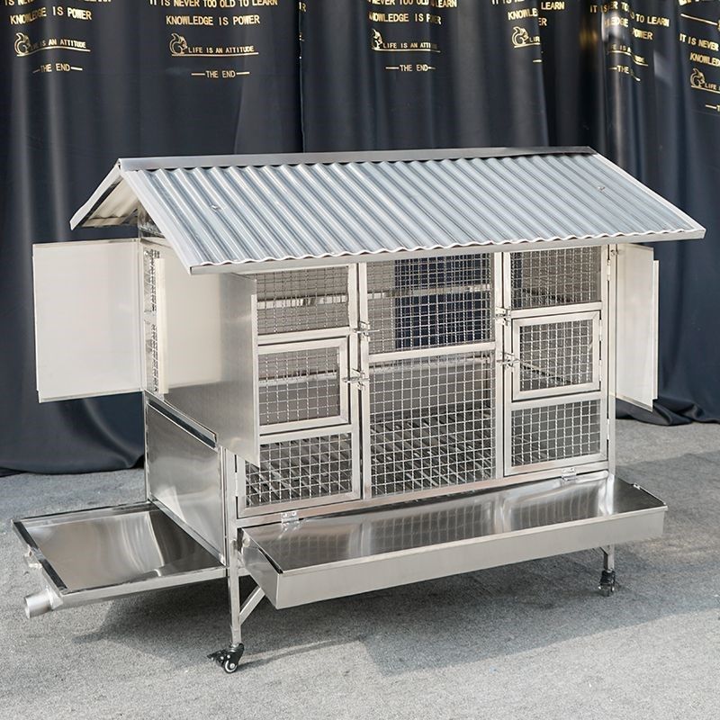 不锈钢室外鸡笼家用大号大型笼子养殖鸡笼户外自动清粪收蛋笼养殖