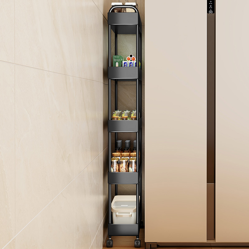 冰箱缝隙置物架极窄厨房落地多层夹缝收纳架10/20cm可移动小推车