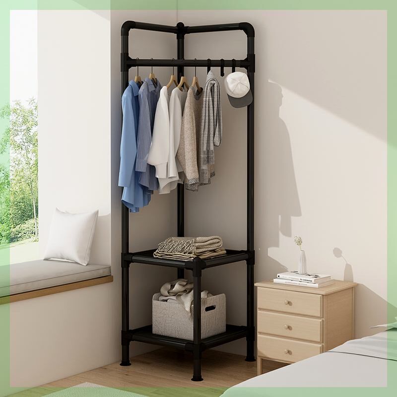 晾衣架落地简易家用房间卧室内宿舍隔夜挂衣服架杆收纳置物衣帽架