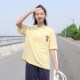 初中生夏装 宽松两件套高中生 夏季 条纹T恤套装 女13岁中学生运动装