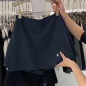 2025夏季 运动风短裙 裙高腰显瘦遮胯A字短裤 新款 藏蓝色立体刺绣裤