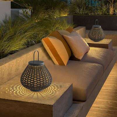 户外园林草坪灯防水花园别墅庭院灯露台餐桌吧台灯藤艺手提露营灯