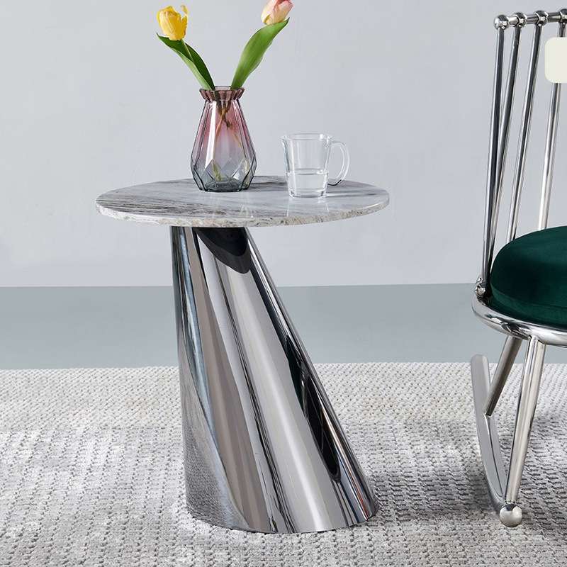 轻奢岩板边几独特设计客厅小茶几大理石极简风格小圆桌沙发小桌子