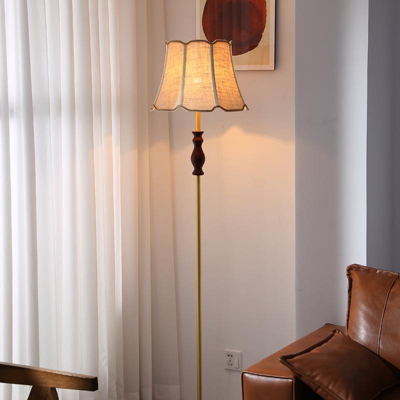 全铜美式落地灯现代北欧复古欧式简约中古风立式台灯客厅落地灯