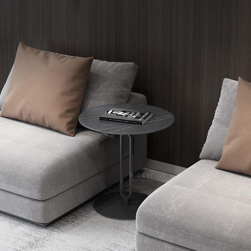 意式极简岩板沙发边几迷你小茶几家用阳台小桌子小型创意小圆桌