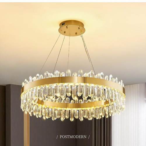 欧式水晶吊灯客厅灯 圆形水晶灯LED简欧餐厅灯饰大气卧室灯具轻奢