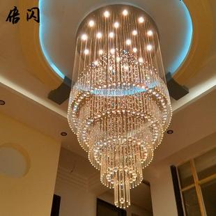 新现代简约复式 楼梯吊灯中空别墅客厅灯loft公寓水晶吊灯长吊灯