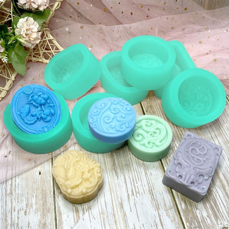 中国风祥云龙纹龙凤手工皂硅胶模具 DIY月饼创意立体花纹香肥皂模