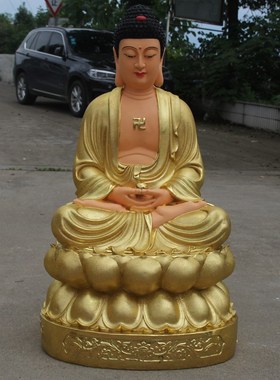 直销厂家直销树脂沙金三宝佛88cm释迦佛阿弥陀佛如来药师佛坐如来