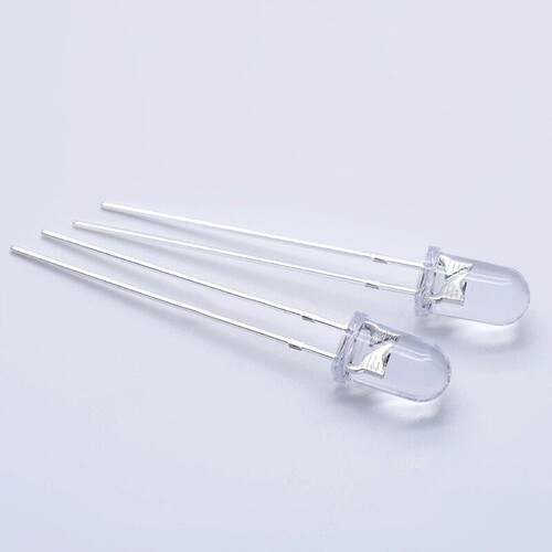 F3/F5白发冰蓝圆头超高亮暖白长脚 透明3/5mmLED发光二极管灯珠
