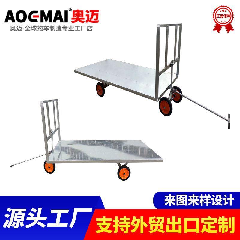 平板车出口家用农场手推车拉货车钢板小推车搬运车静音脚轮高承重