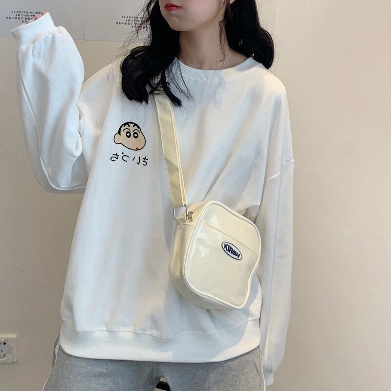 韩版学生宽松长袖上衣2022春季新款慵懒风学院风薄款圆领卫衣女潮