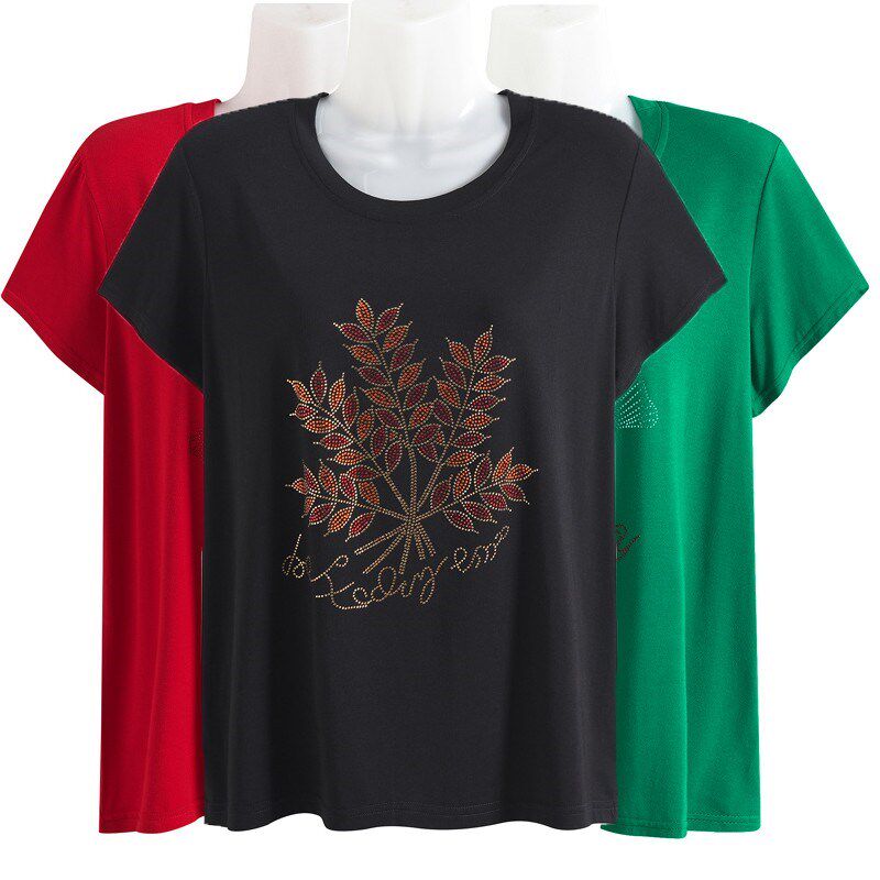 妈妈夏装薄款短袖t恤女中老年人宽松圆领半袖上衣末代尔棉速干衣