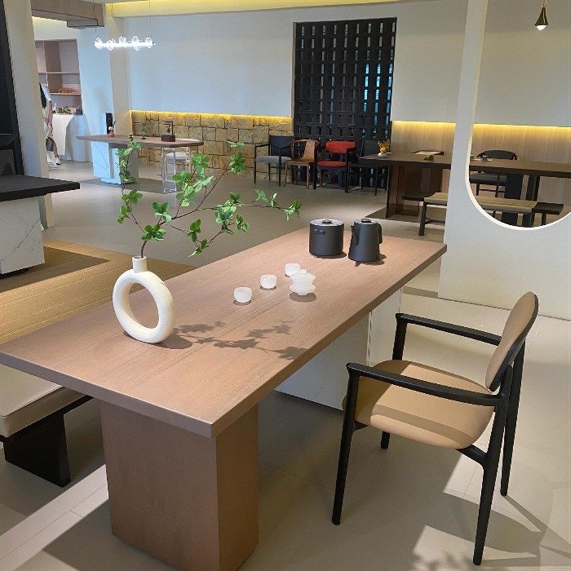 俞塘新中式岩板实木茶桌2024新款现代简约胡桃木茶台轻奢泡茶桌