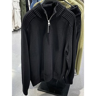 修身 柜429 休闲半高领拉链针织衫 秋冬款 套头纯色毛衣2893340 男装
