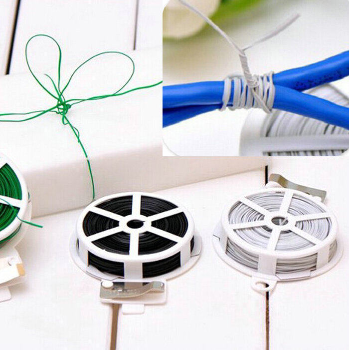 50M金属扎带绑线器 包塑铁丝 细钢丝扎线 理线绳子 捆线绳 绑线带,收纳整理,理线器/集线器/绕线器,淘宝优惠券,粉丝福利购,淘宝优惠卷