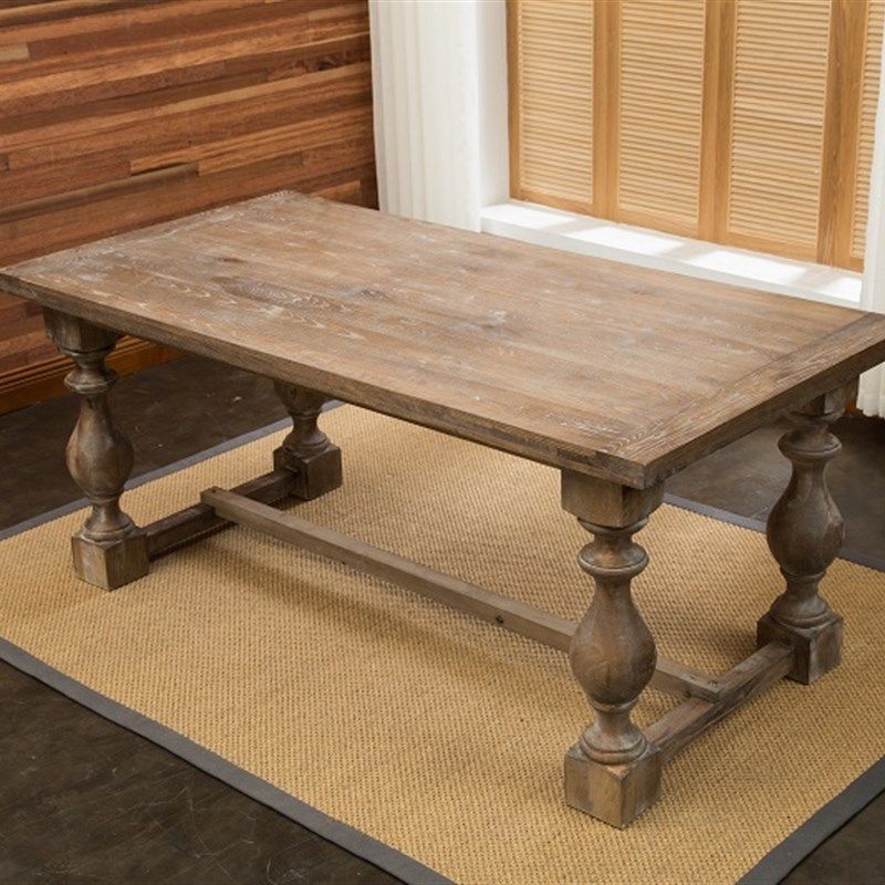 欧式餐桌实木餐桌椅组合4-6人美式复古做旧实木餐桌子饭桌会议桌