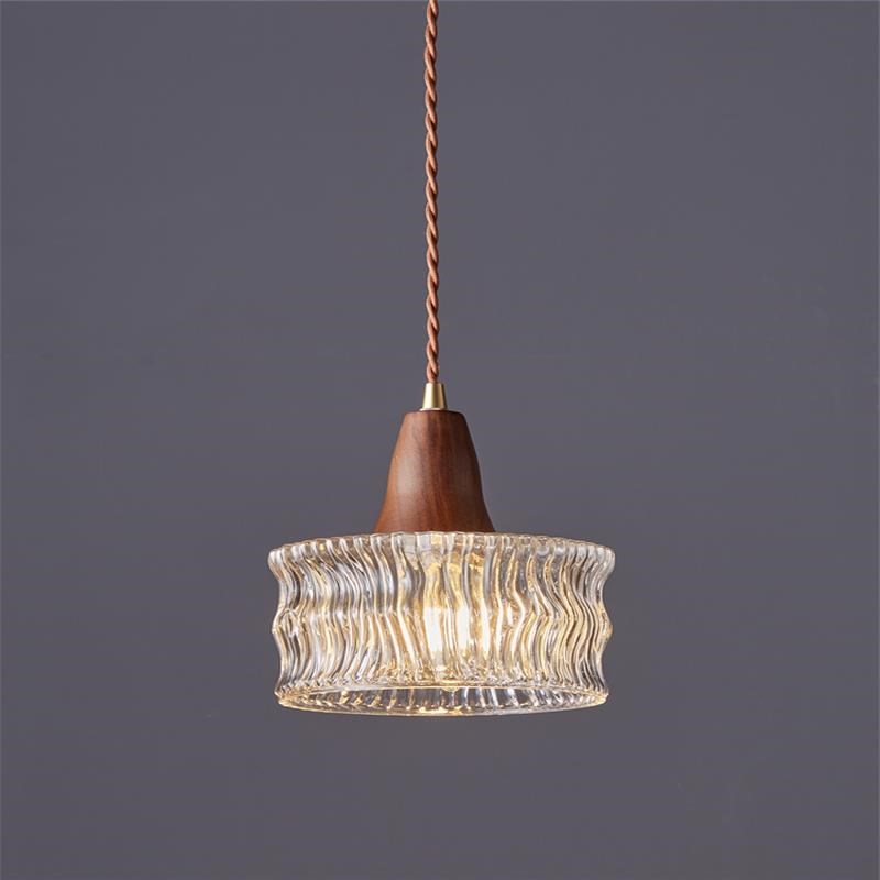 北欧简约餐厅吧台小吊灯全铜玻璃黑胡桃木美式复古客厅卧室床头灯