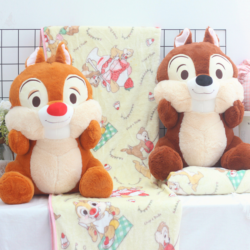 少女心奇奇蒂蒂花栗鼠毛绒玩具公仔抱枕靠枕空调毯两用午睡盖毯