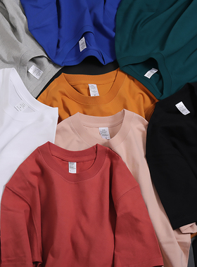 270g重磅精梳棉T恤男加厚不透肉纯白色短袖情侣基础款全棉打底衫