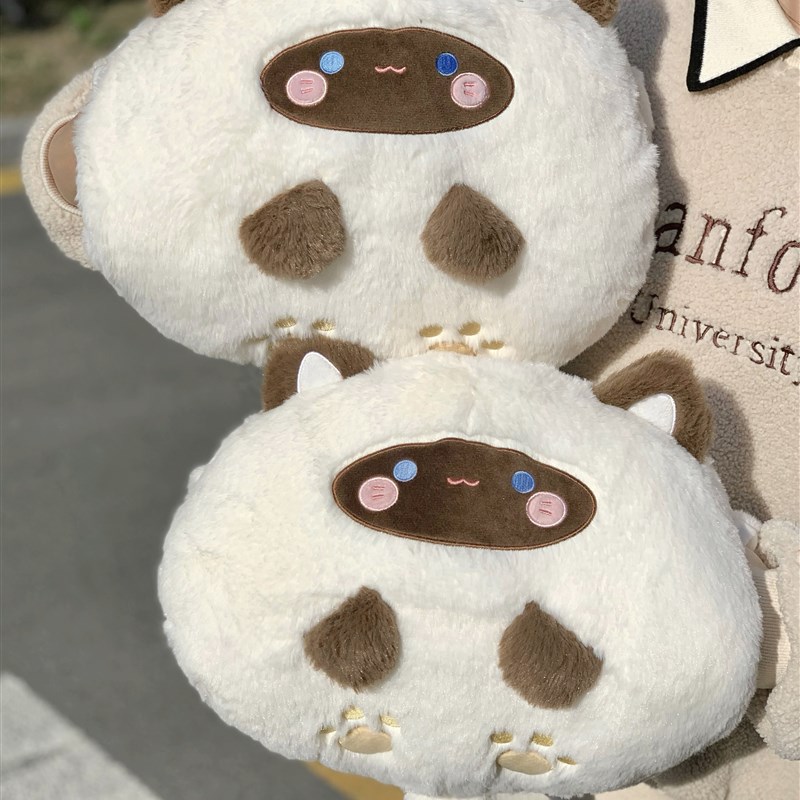 咚咚研究所团团喵可爱猫咪冬天暖手插手侧开口枕公仔玩偶暖手抱枕
