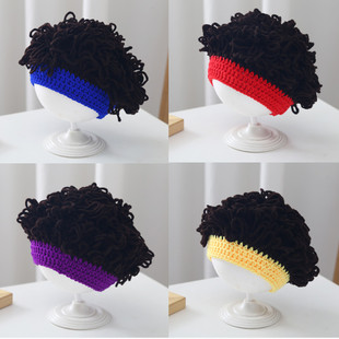 婴儿搞笑帽子宝宝可爱假发帽子网红婴儿童个性头发套男女童卷发帽