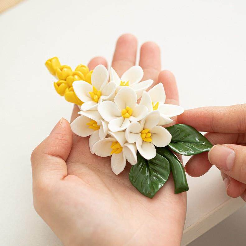 第二集 桂花香插摆件中式陶瓷手工捏花香插禅意香座线香花枝香托