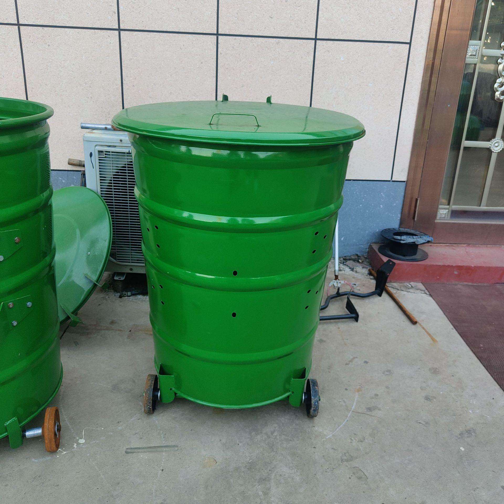 带轮垃圾桶360L环卫铁皮大号挂车加厚垃圾桶户外大容量360升圆桶