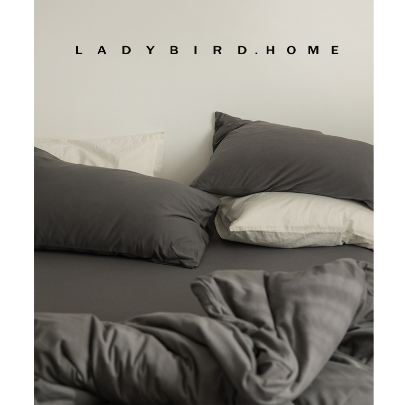 花大哥 黑柿柔乎乎全棉针织澳棉床单 纯色北欧简约床笠床上四件套