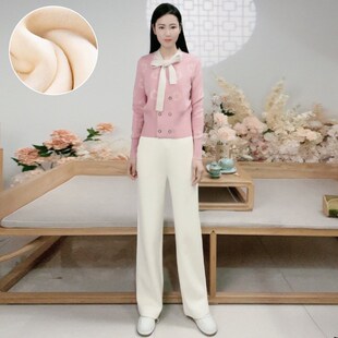 白色宽松舒适直筒裤休闲大码春秋百搭加厚细条纹高腰垂感女士裤子