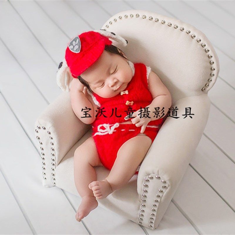宝沃儿童摄影道具帽子上衣尿裤三件套新生婴儿宝宝拍.照摄影服装