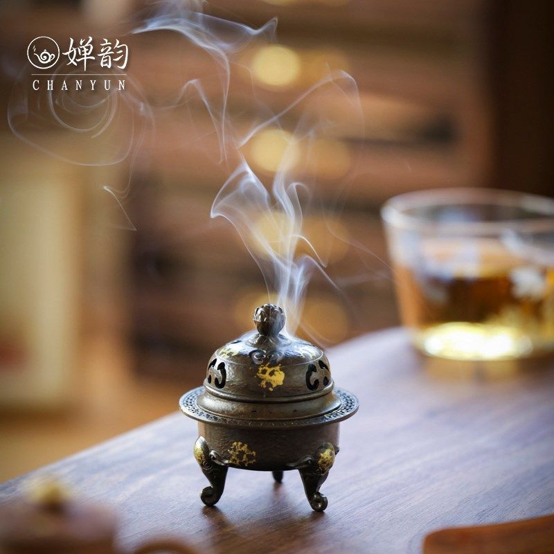 婵韵 象足三足香炉铜炉焚香炉香薰沉香香器底座香道茶桌配件摆件,餐饮具,茶道/香炉,淘宝优惠券,粉丝福利购,淘宝优惠卷