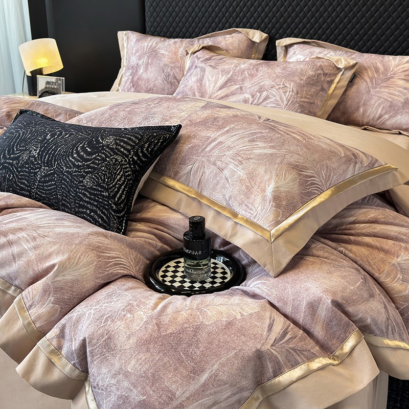 美式轻奢200支100%四件套加厚秋冬款全棉印花被套床单A类床上用品