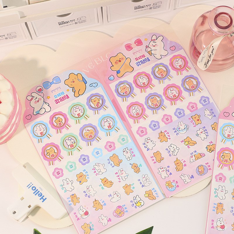 熊熊找搭子烫金多规格奖励贴 童贴画纸表扬贴小学生幼儿园奖励贴