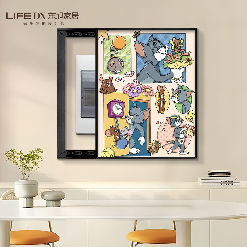 猫和老鼠电表箱装饰画竖款卡通动漫配电箱电闸开关遮挡免打孔挂画
