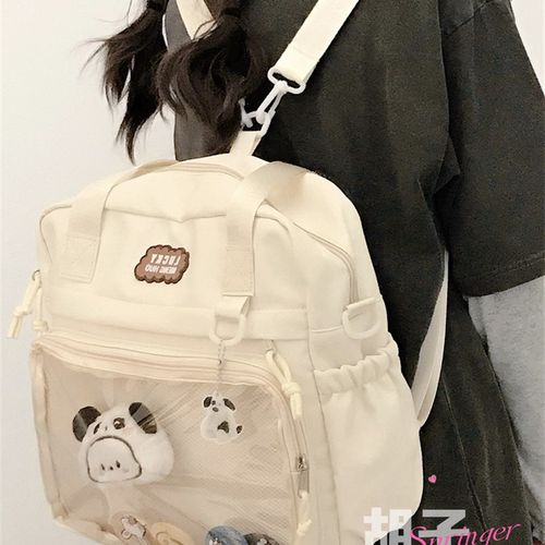日系可爱少女学生手提单肩包包女透明痛包大容量斜挎双肩两用背包