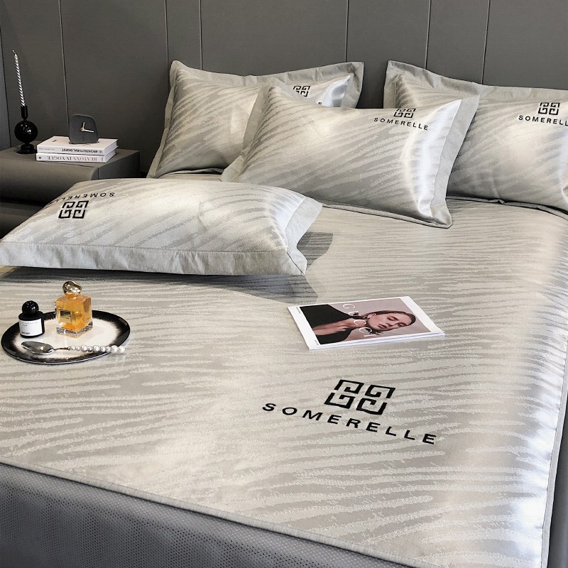 2024夏季轻奢风可水洗冰丝凉席三件套可折叠凉感床单床笠空调席子