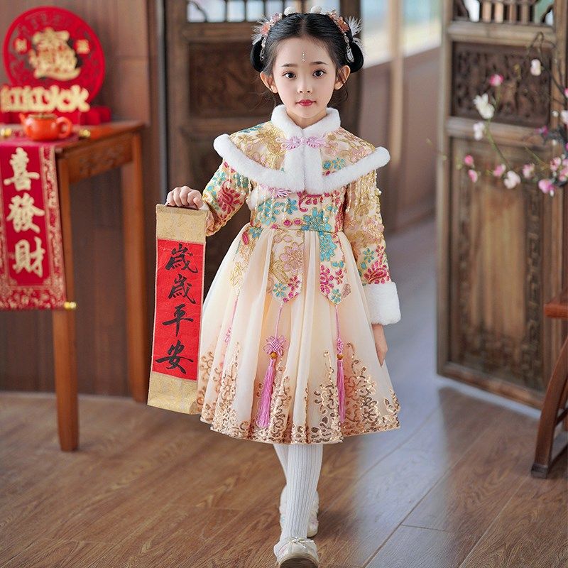 女童汉服唐装旗袍连衣裙中国风古风唐装儿童拜年服小女孩礼服裙子,童装/婴儿装/亲子装,汉服,淘宝优惠券,粉丝福利购,淘宝优惠卷