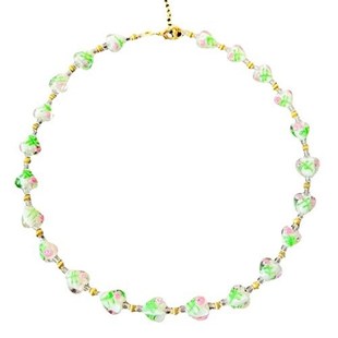 夏季小清新项链复古爱心穆拉诺琉璃透白色琉璃外镶小花青岛中古