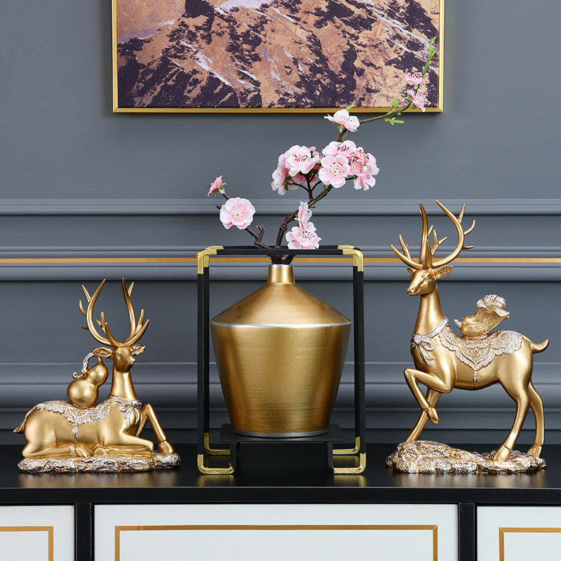 创意新中式摆件招财鹿家居摆设玄关酒柜电视柜客厅工艺品软装饰品,家居饰品,装饰摆件,淘宝优惠券,粉丝福利购,淘宝优惠卷