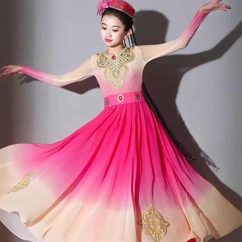 儿童新疆舞蹈演出服维吾族维族服装女童古丽新疆舞维吾尔族舞蹈服