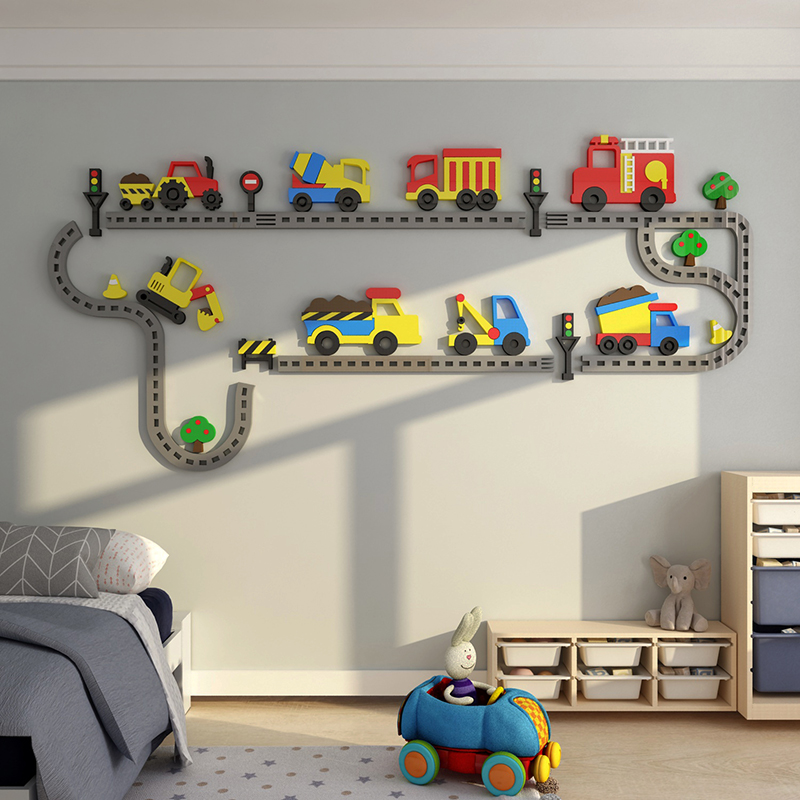 儿童房间布置网红男孩宝宝卧室墙面装饰品角落床头背景画卡通贴纸