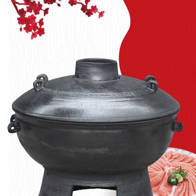 平定砂锅手工黑砂木碳土火锅砂火锅土暧锅打边炉耐高温36cm大容量