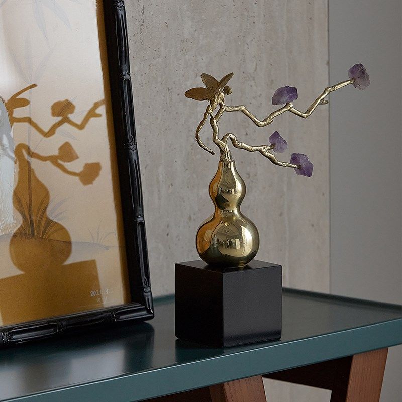 福禄双全铜葫芦摆件客厅招财入户玄关电视柜轻奢装饰品乔迁礼物,家居饰品,装饰摆件,淘宝优惠券,粉丝福利购,淘宝优惠卷