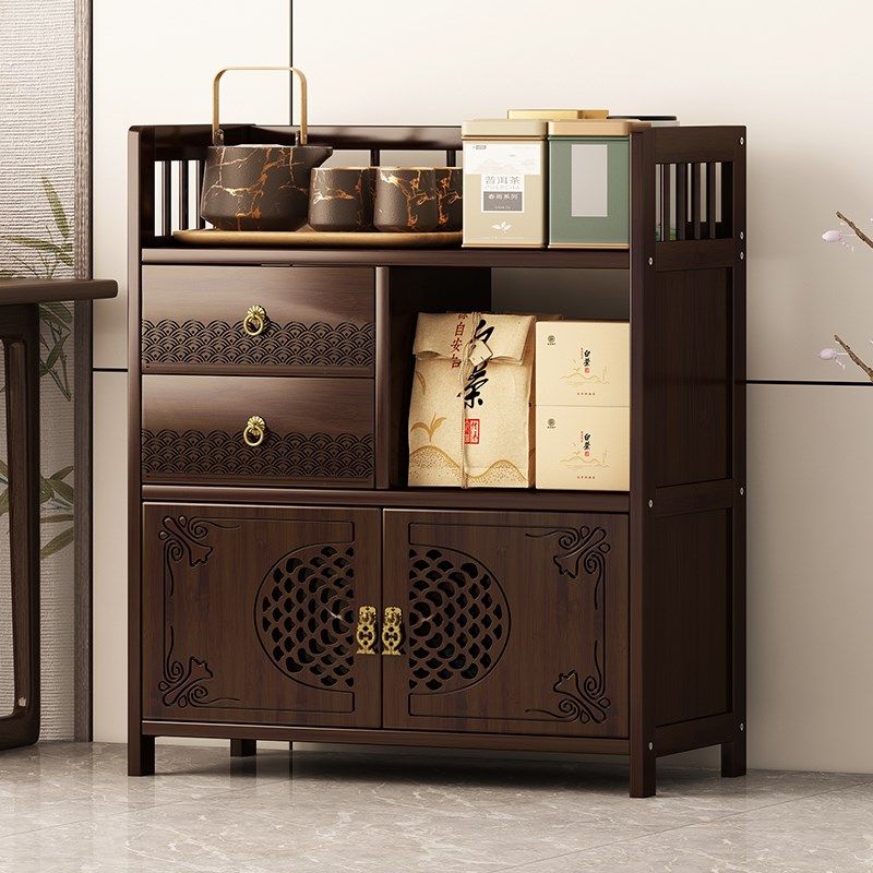 新中式博古架茶柜置物架茶室茶叶架子非实木展示柜茶壶茶具收纳架