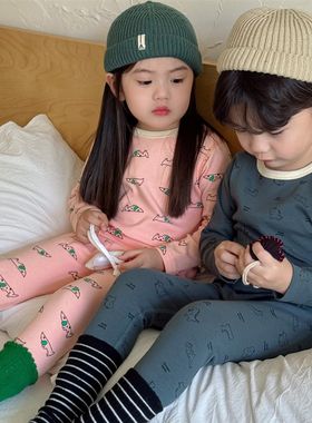 秋冬儿童家居服套装秋衣秋裤男女童保暖内衣加厚打底衫睡衣280g