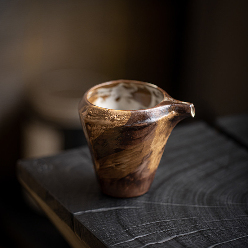 草木祠 日式手工粉引公道杯 陶瓷公杯茶海分茶器匀杯功夫茶具茶杯