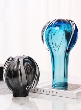 高端艺术玻璃热气球抽象摆件现代客厅样板间餐桌酒店玄关摆设装饰