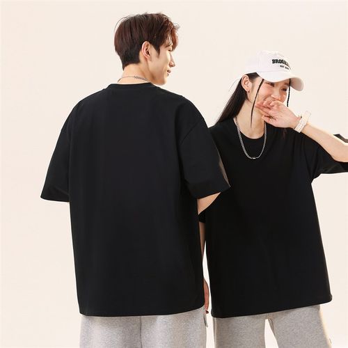 250g新疆纯棉重磅圆领精梳棉双纱男女纯色短袖宽松半袖打底衫体恤