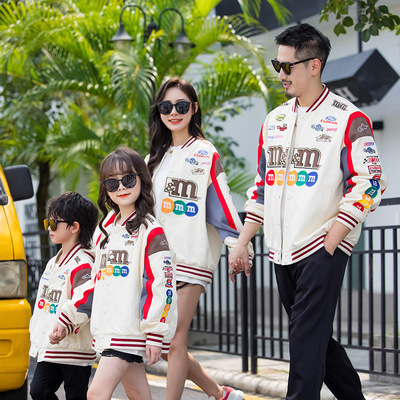 2023春款亲子装时尚重工刺绣外套母子母女装洋气M豆棒球服夹克潮